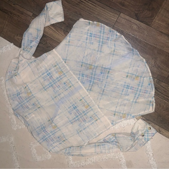 Free people nwot shore vibes plaid cream button up boho casual top fall classic - Picture 8 of 8